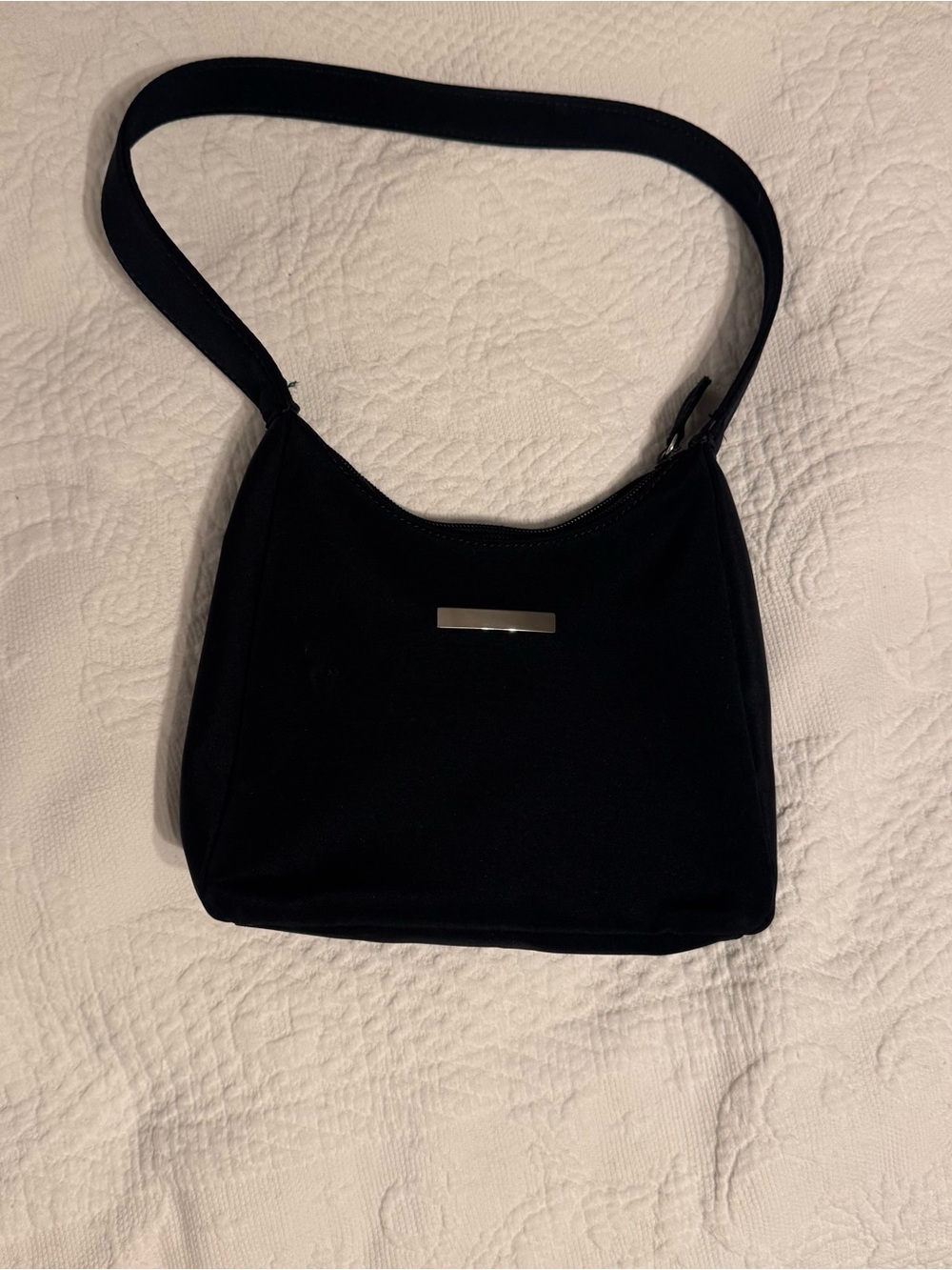 Amanda Smith Black Shoulder Bag with Silver Plaque